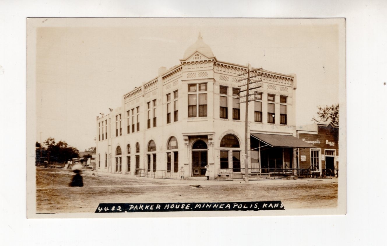 circa 1910 Real Photo Postcard / RPPC, Parker House Hotel, Minneapolis Kansas