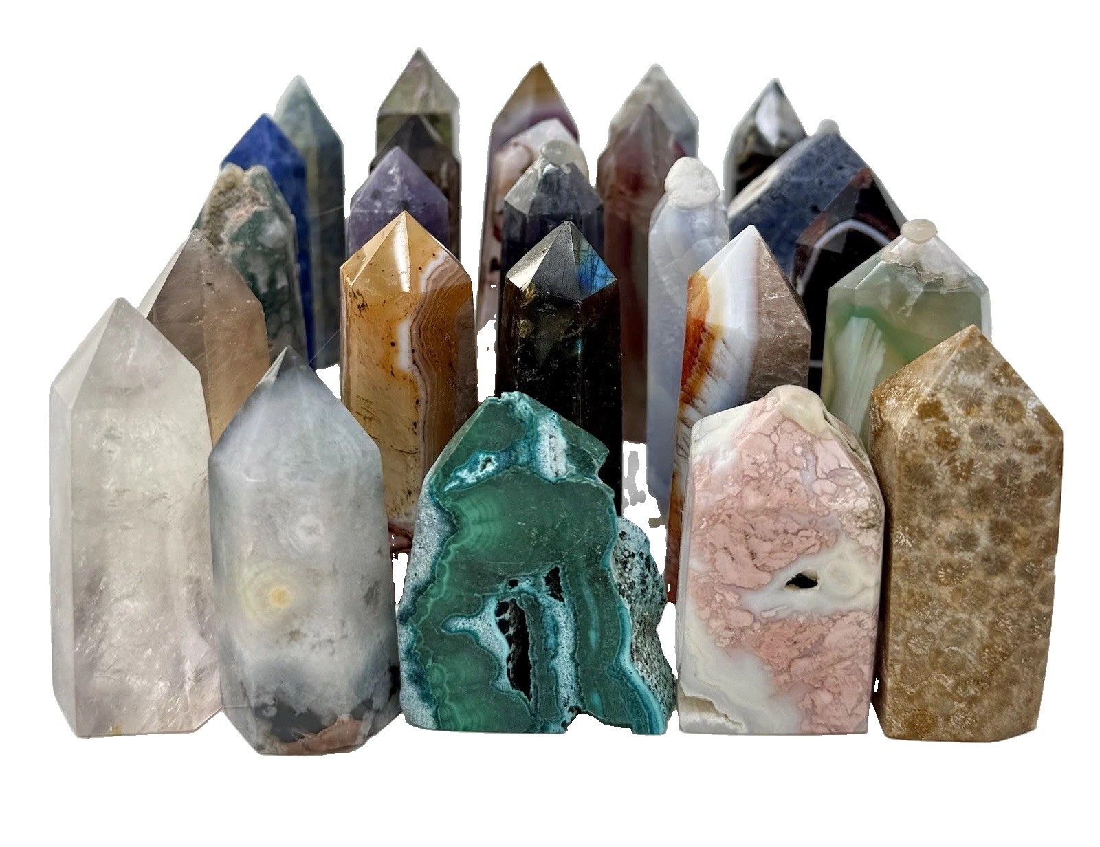 4 Lb Lot Of 25 Crystal 2”-3” Towers 4 Lb Lot Of 25 Crystal 2”-3” Towers