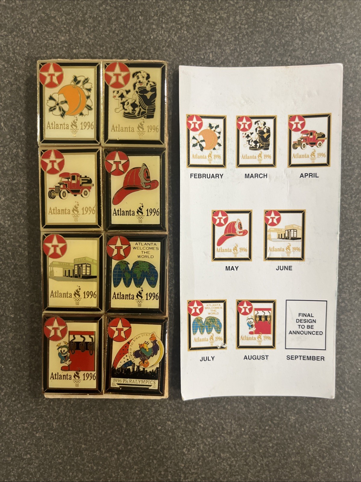 Full Set Of 8 Texaco 1996 Atlanta Olympic Games Collector Pins Some Very Rare