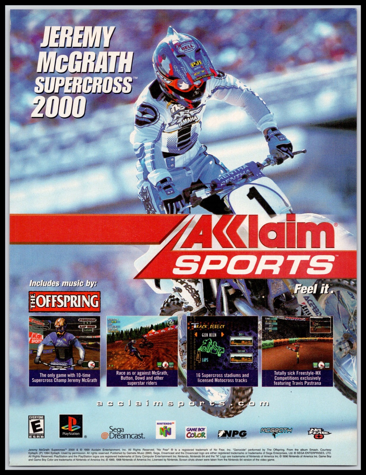 Jeremy McGrath Supercross 2000 N64 PS1 Sega Apr 2000 Full Page Print Ad