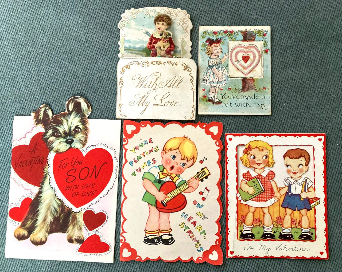 Antique/Vntg. Lot of 5 Valentine Cards Pop Up tissue Fold Out Victorian Die Cut