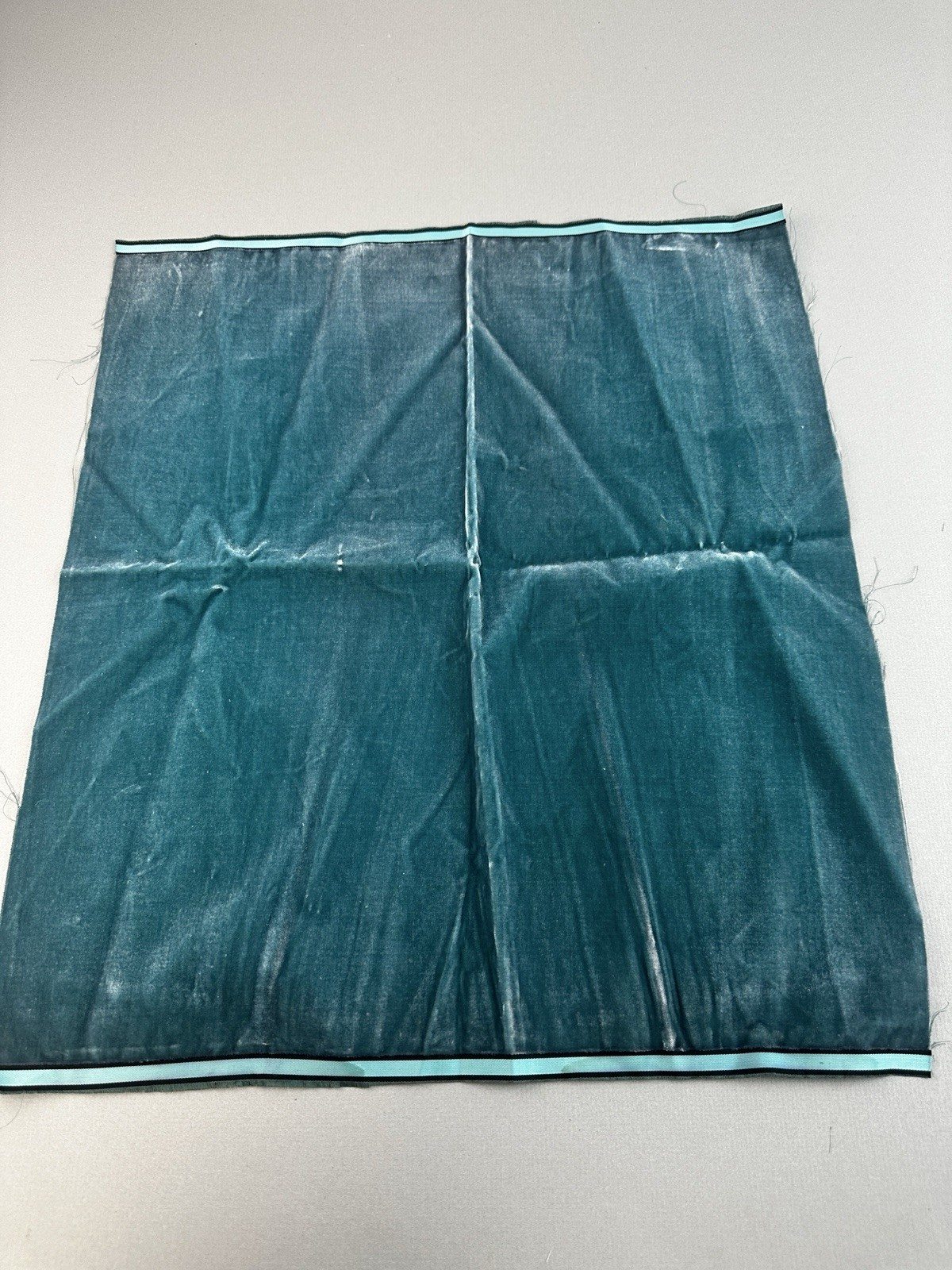 Antique French Millinery Velvet Fabric Remnant Cotton Silk Early 19 C  Teal