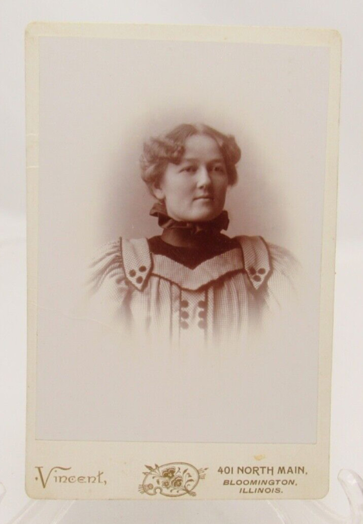 Antique Cabinet Card Photograph Lovely Young Lady Unique Dress Nov 9, 1896