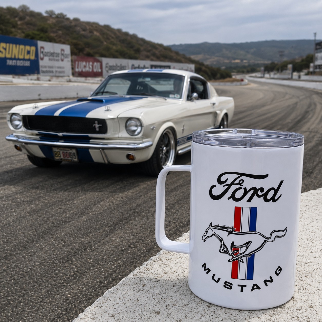 Classic Ford Mustang 13oz Stainless Steel Travel Mug with Lid - Vacuum Insulated