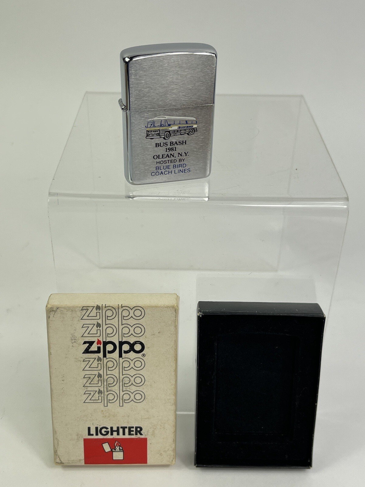 ZIPPO Lighter Bus Bash Olean NY Bluebird Coach Lines Vintage 1981 W/Box MINT