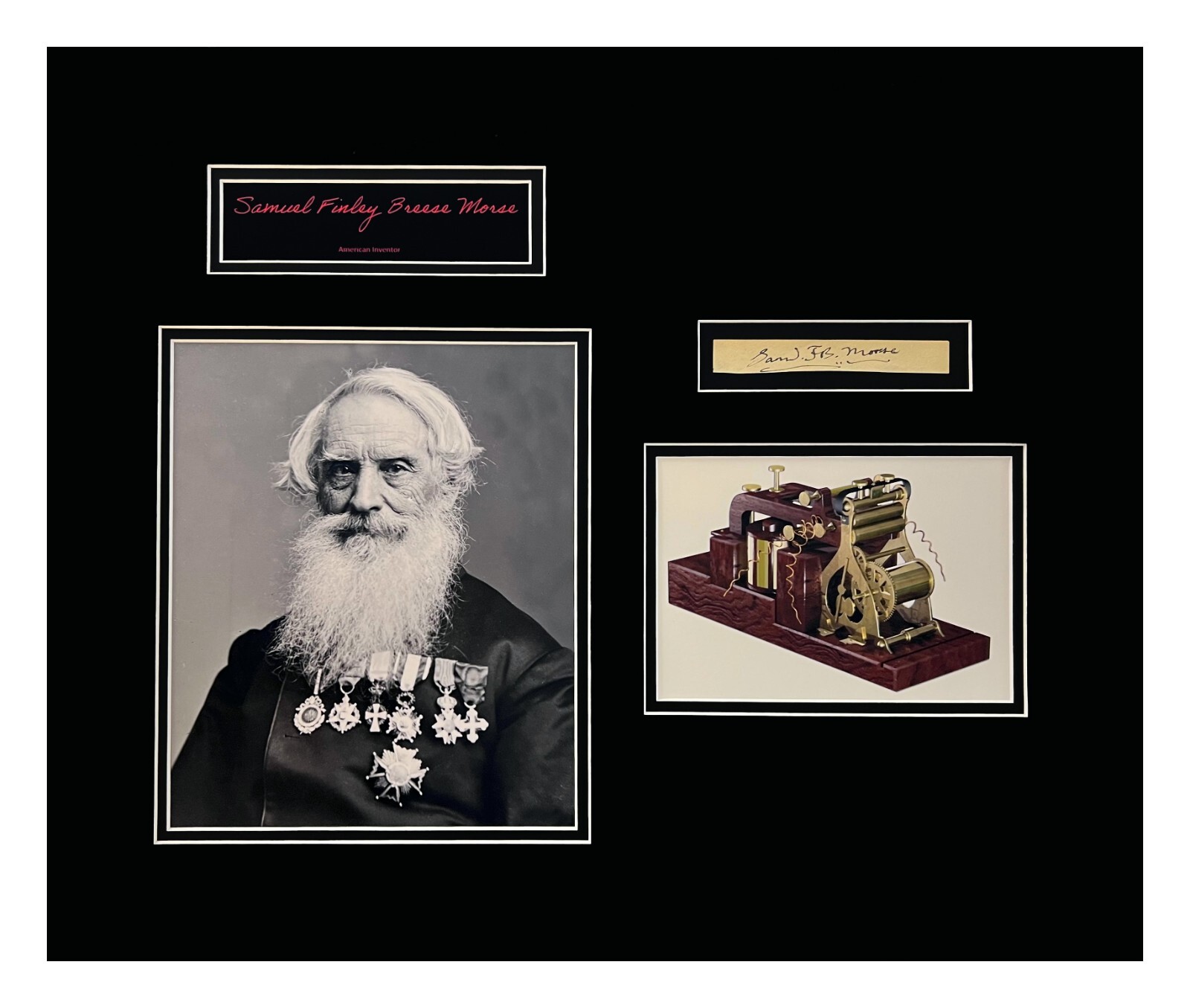 Samuel Morse Signature Document Cut Museum Framed and Ready to Display