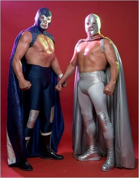 BLUE DEMON - EL SANTO - 8 X 10 GLOSSY PHOTO REPRINT BLUE DEMON - EL SANTO - 8 X 10 GLOSSY PHOTO REPRINT
