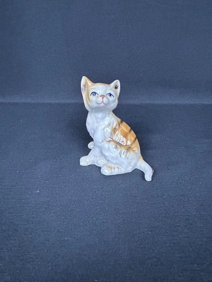 Vintage Bone China Tabby Cat Figurine House of Global Art