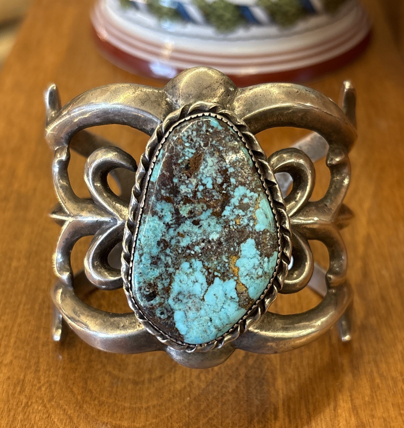 Vintage Native American Turquoise Bracelet Sterling Silver Navajo OLD PAWN CAST Vintage Native American Turquoise Bracelet Sterling Silver Navajo OLD PAWN CAST
