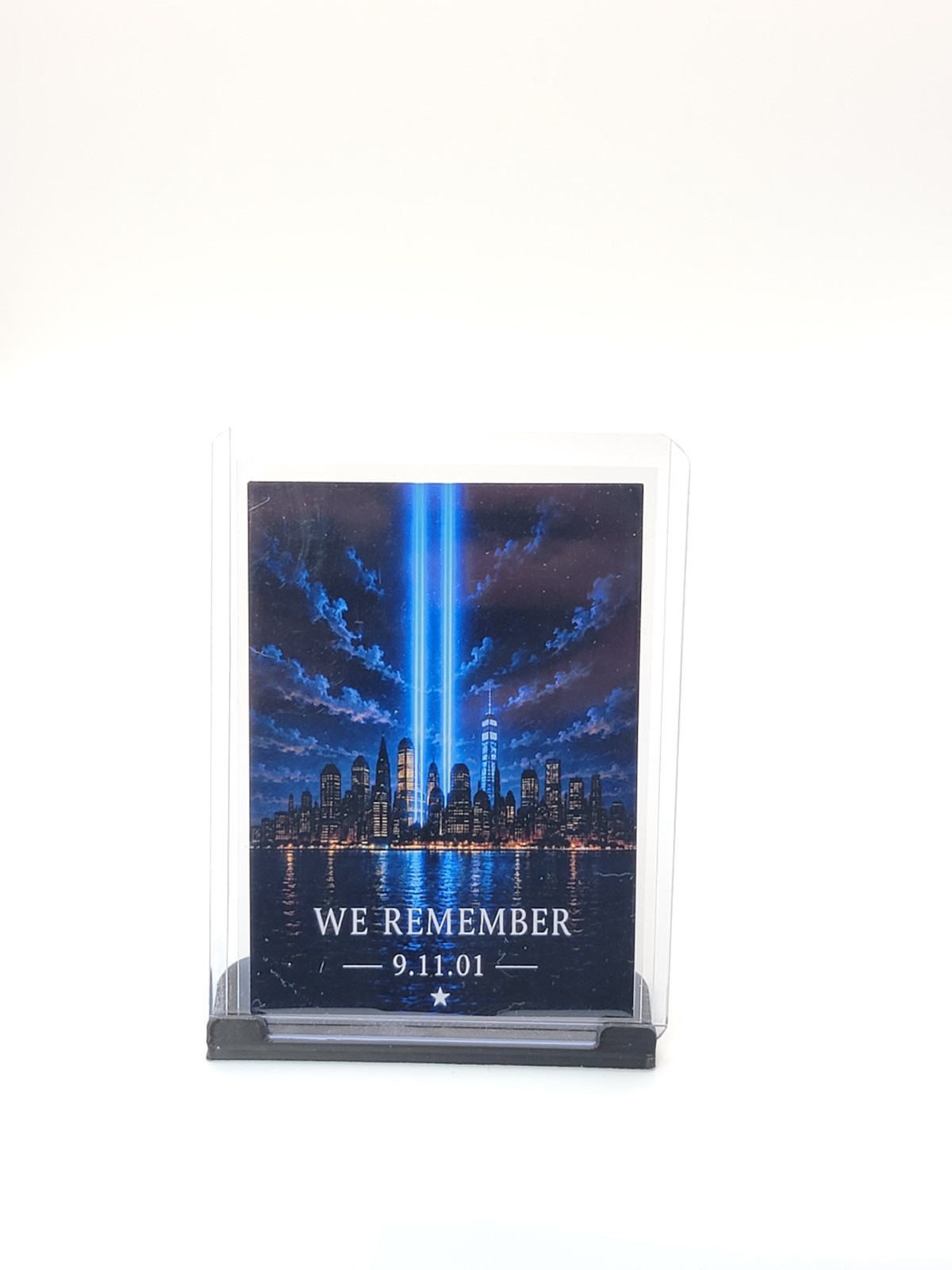 9/11 Never Forget Memorial Art Card – September 11 Tribute Twin Towers In Light