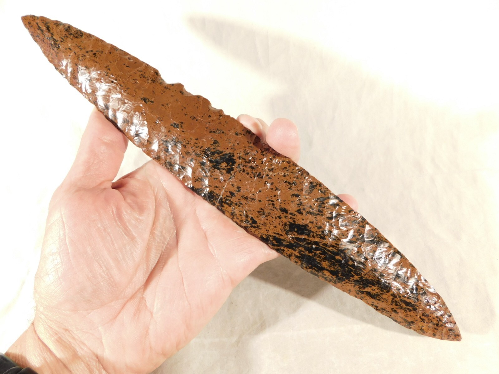 Huge Ancient COLIMA Mahogany Obsidian Blade Knife or Spear Mexico 189