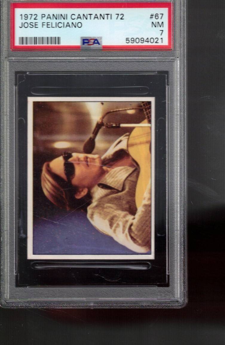 # 67 JOSE FELICIANO 1972 PANINI CANTANTI sticker PSA 7 pop 1 HIGHEST # 67 JOSE FELICIANO 1972 PANINI CANTANTI sticker PSA 7 pop 1 HIGHEST