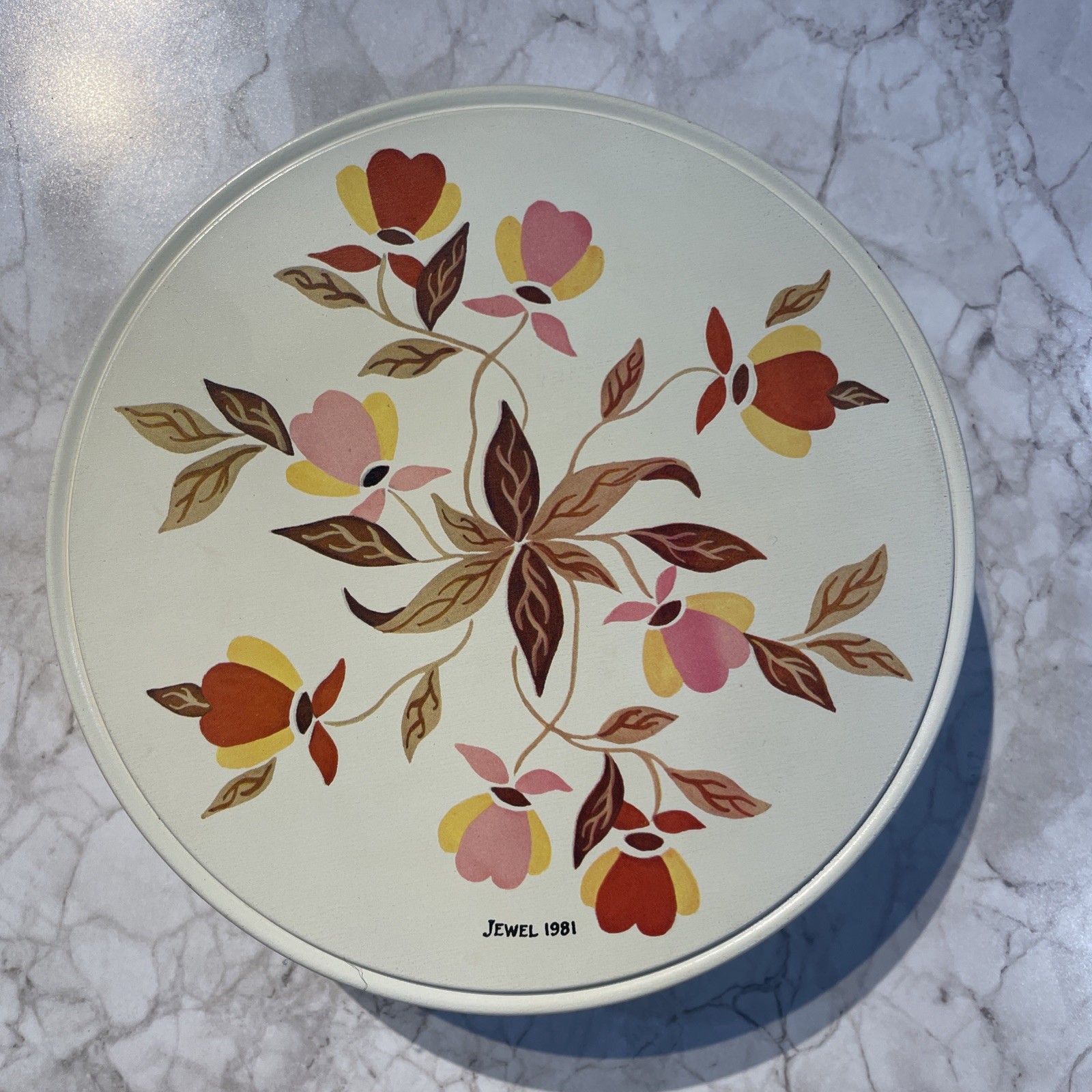 Vintage 1981 Hall China Autumn Leaf Holiday Fruit Cake Tin & Lid Autumn Leaf