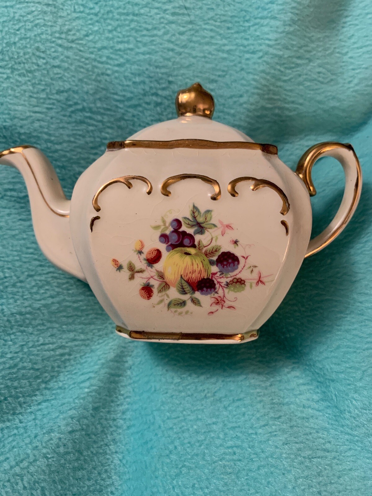 Sadler England Square Flower Floral Teapot Personal Size - 6” EUC