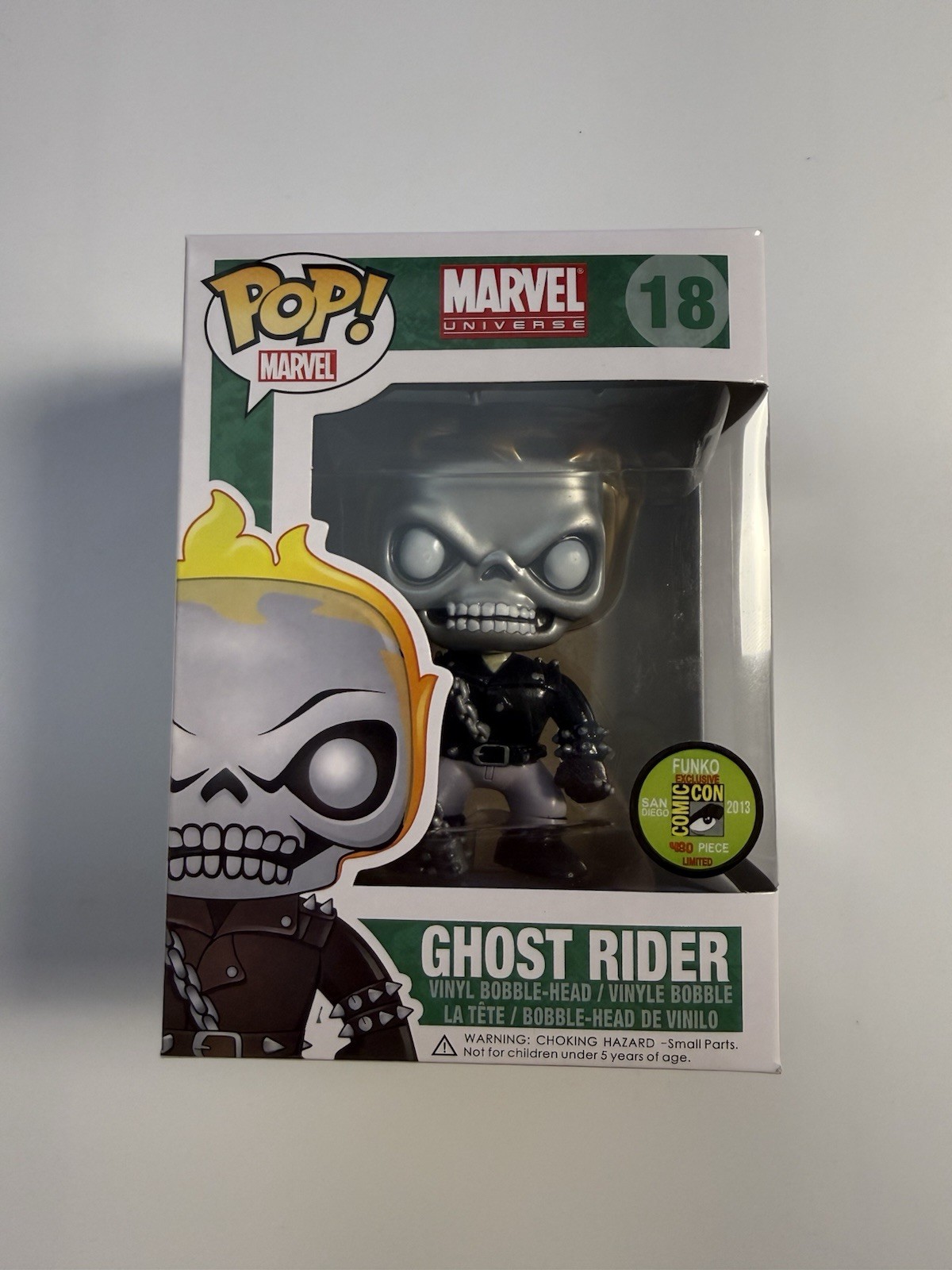 Funko Pop Metallic Ghostrider #18 SDCC exclusive 2013 1/480 Mint Marvel Vaulted
