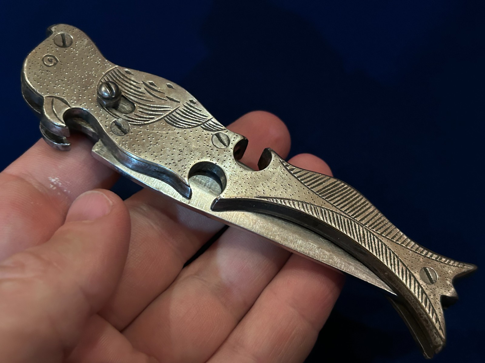 Vintage RARE USSR Pocket Folding Frame Knife Prison ITK Handmade EXC