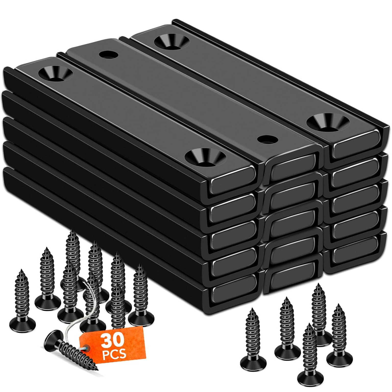 Bar Magnets, 80Lbs 15 Pack Countersunk Hole Magnet with Screw