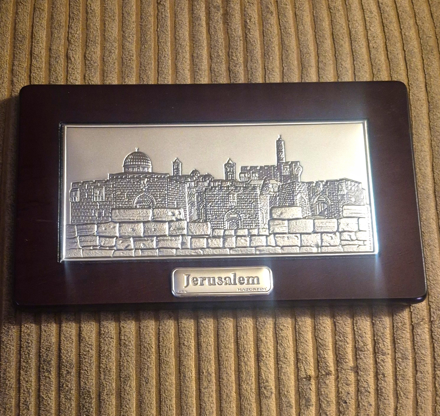 Vintage Hazorfim Jerusalem Old City Plaque Framed 1g Ag Silver Art Judaica Vintage Hazorfim Jerusalem Old City Plaque Framed 1g Ag Silver Art Judaica
