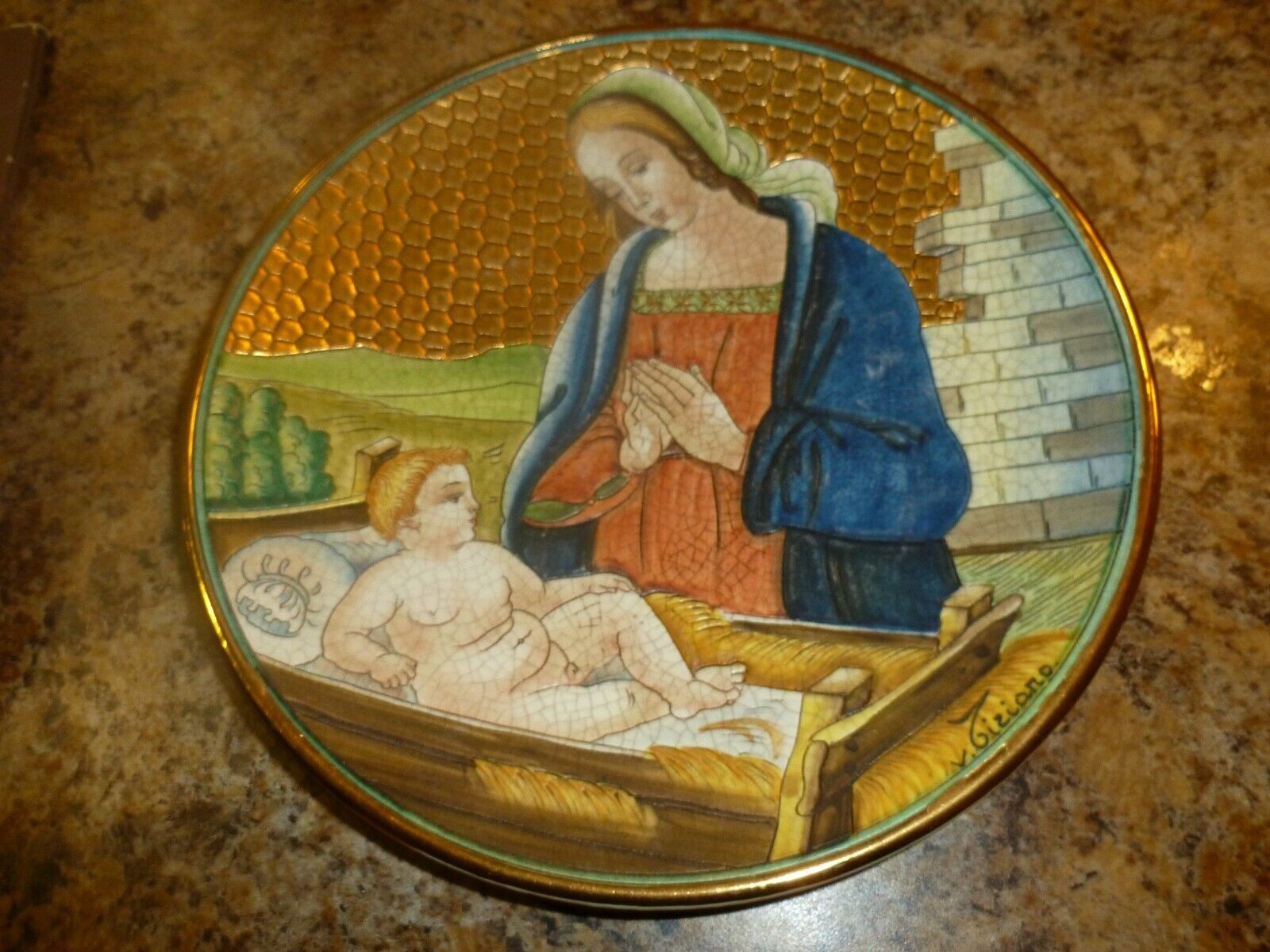 Veneto Flair 1973 Mosaic Tiziano Plate Nativity