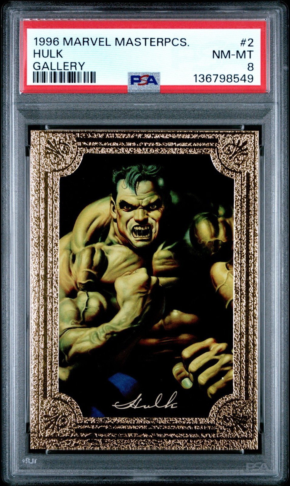 1996 Marvel Masterpieces Gallery #2 Hulk PSA 8 NM-MT