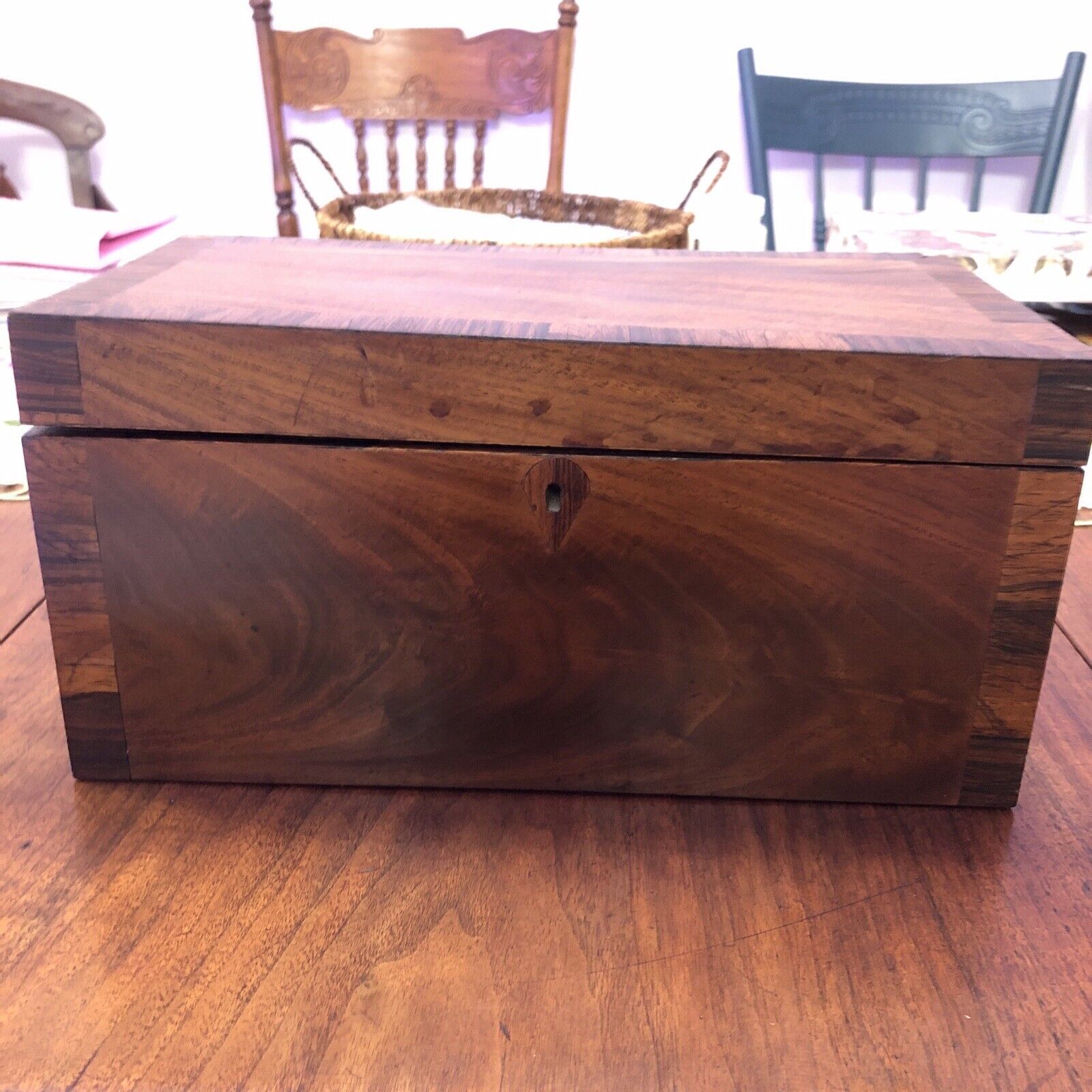 antique wood tea caddy box