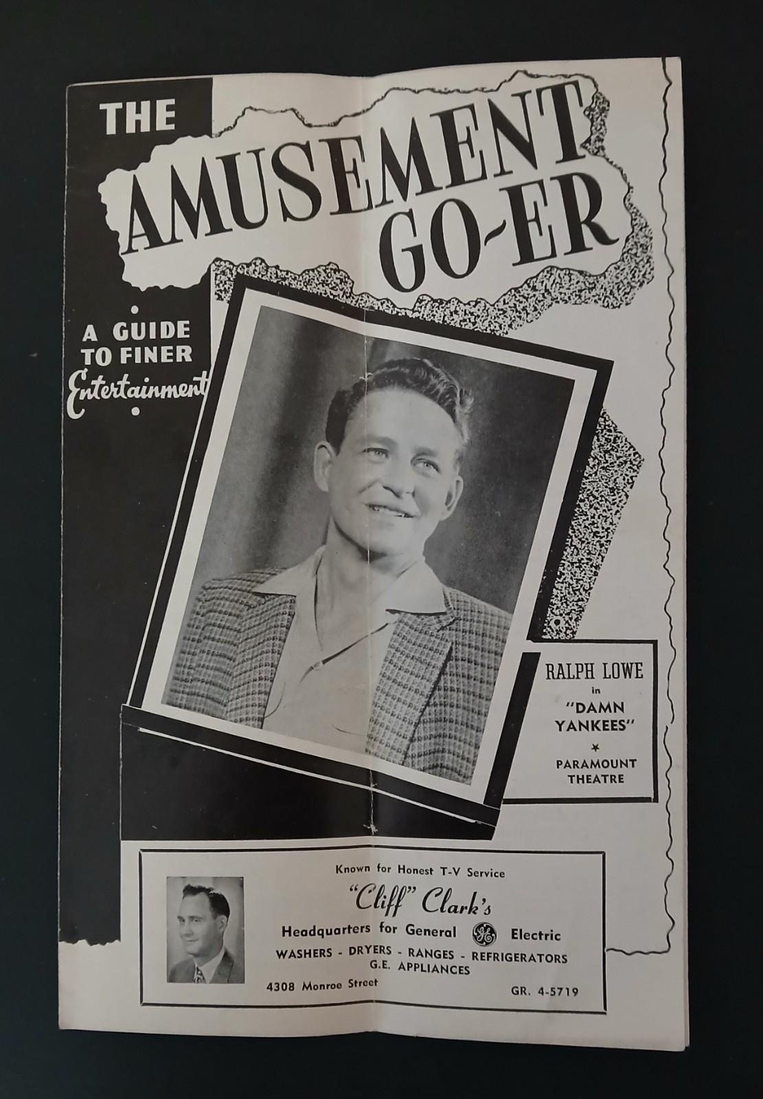 DAMN YANKEES 1957 PARAMOUNT THEATRE TOLEDO PROGRAM - THE AMUSEMENT GO-ER