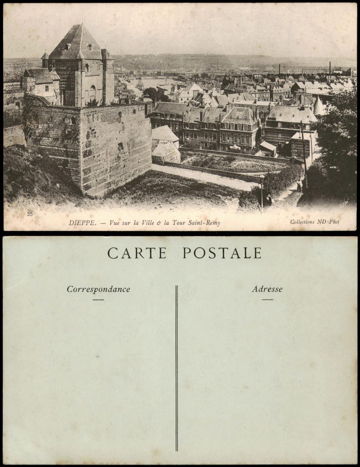 CPA Dieppe Vue sur la Ville & la Tour Saint-Remy 1910 CPA Dieppe Vue sur la Ville & la Tour Saint-Remy 1910
