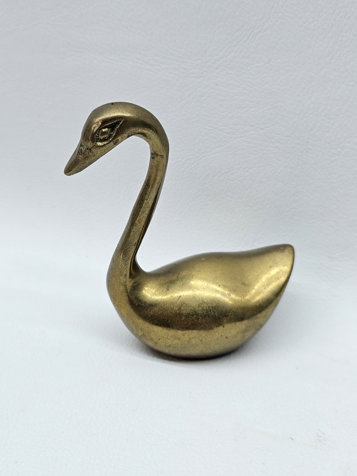 Vintage Brass Swan Figurine, 2.5in