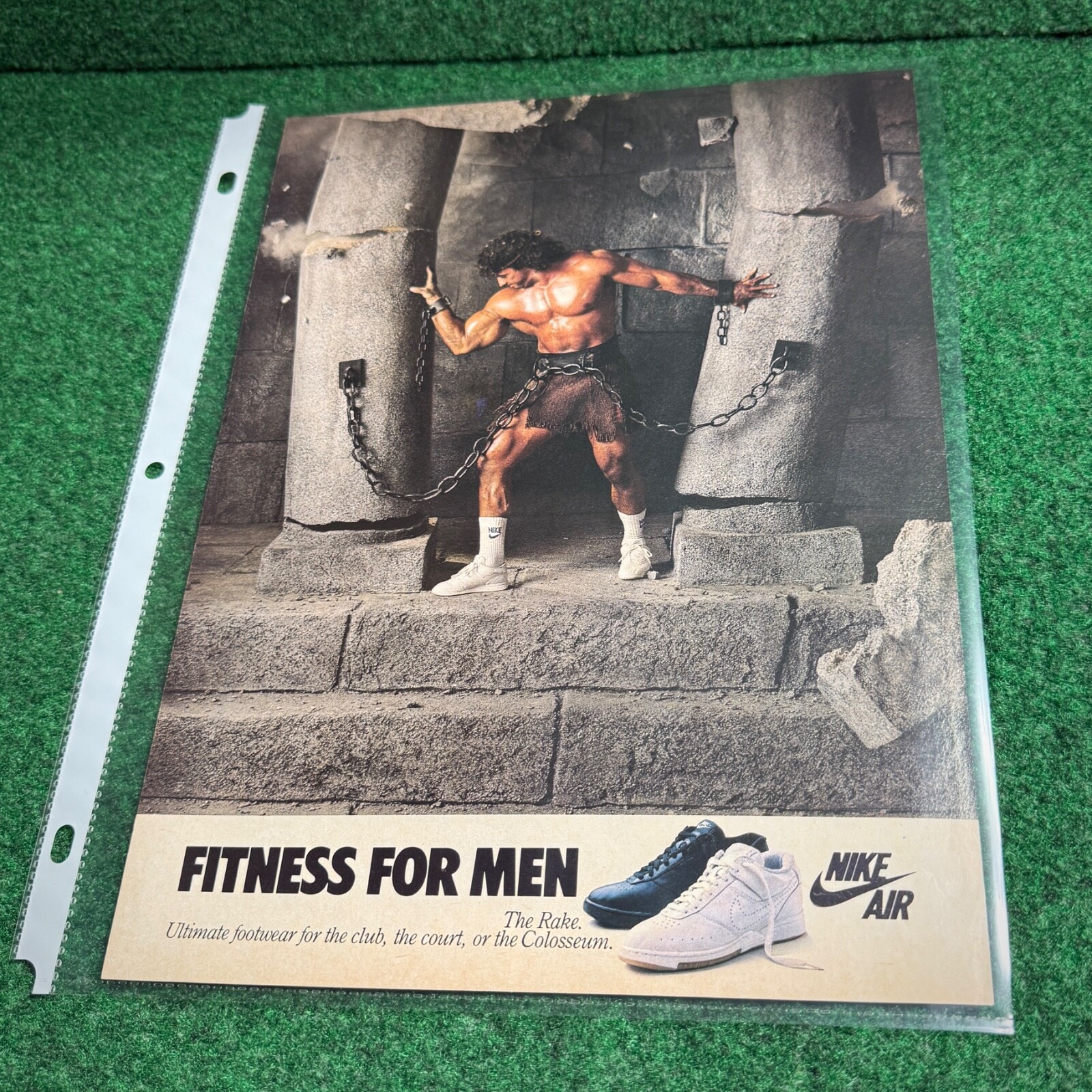RARE 1986 Vintage NIKE Air Print Ad THE RAKE Men\'s Fitness Shoe