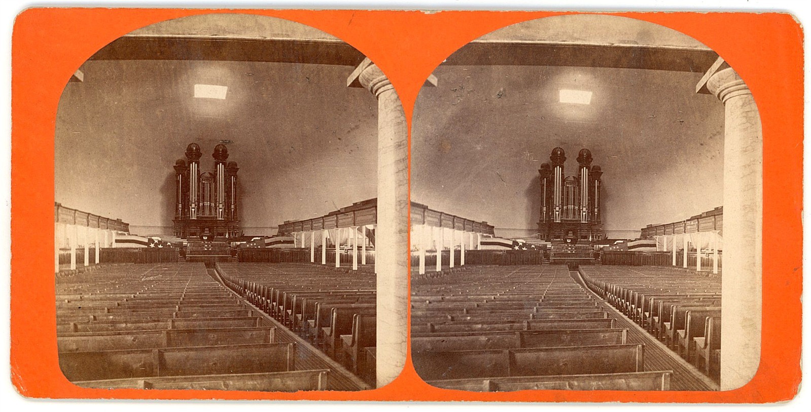 UTAH STEREOVIEW - Salt Lake City - Tabernacle Interior - CR Savage 1880s