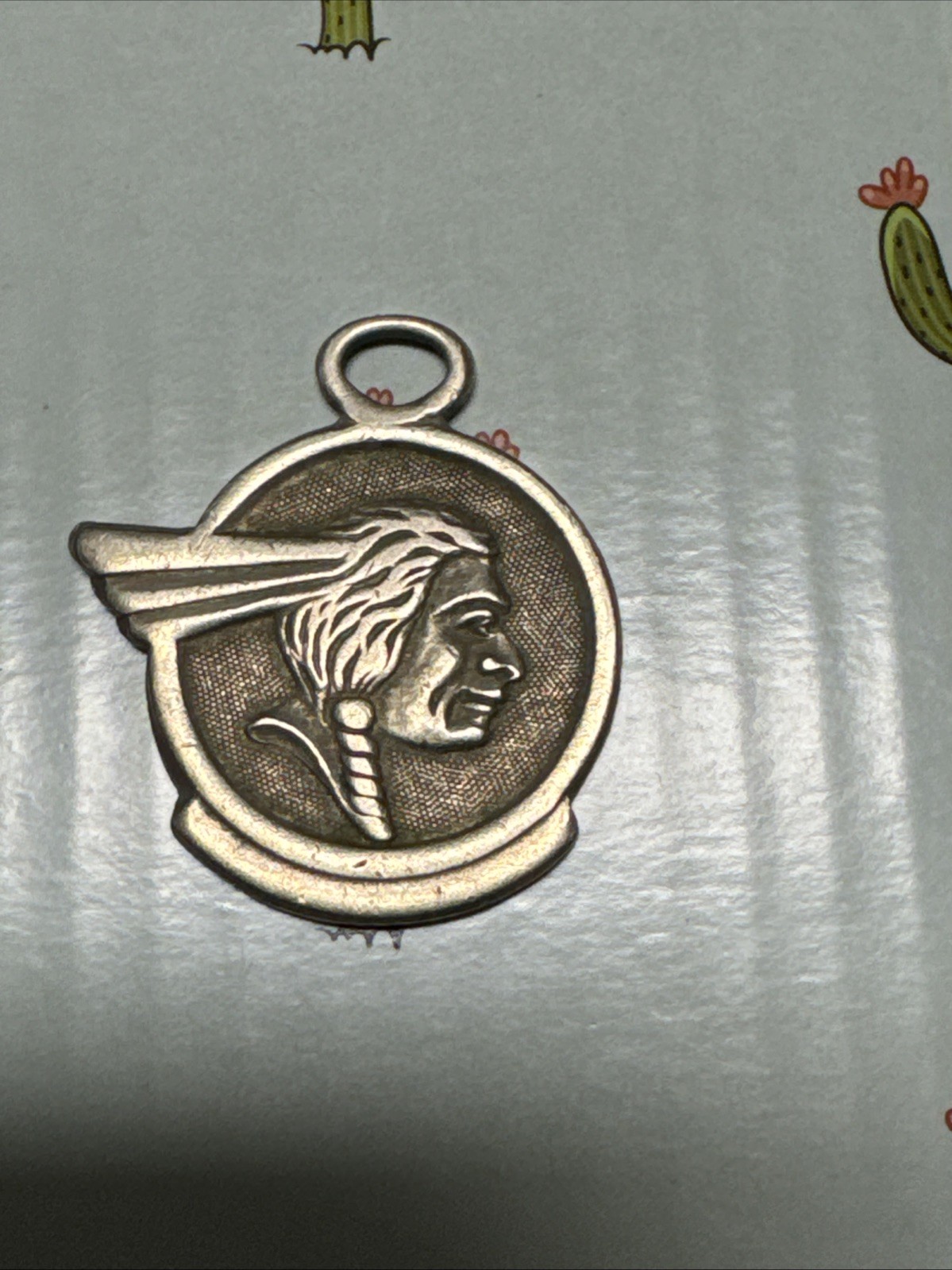 Vintage 1955 Pontiac Indian Head Dealership Advertising KeyChain Charm