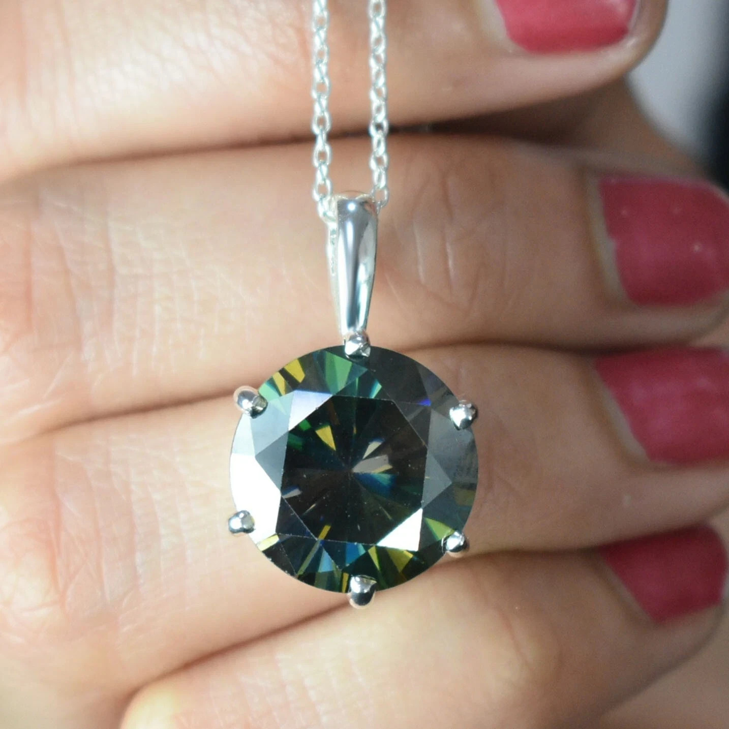 RARE 8.70 Ct Certified Blue Diamond Solitaire Pendant-FREE Diamond Studs 