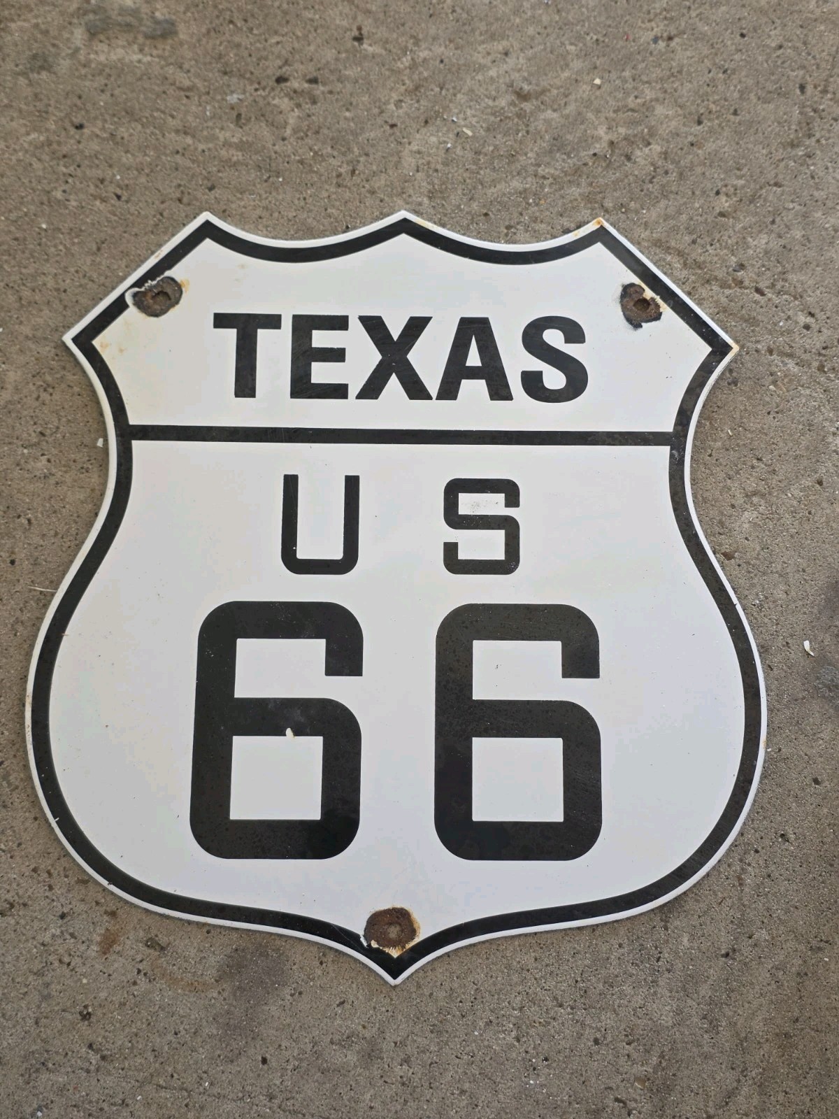 VINTAGE TEXAS ROUTE 66 TEXAS STATE AUTO ASSN.  PORCELAIN SIGN Appx  12