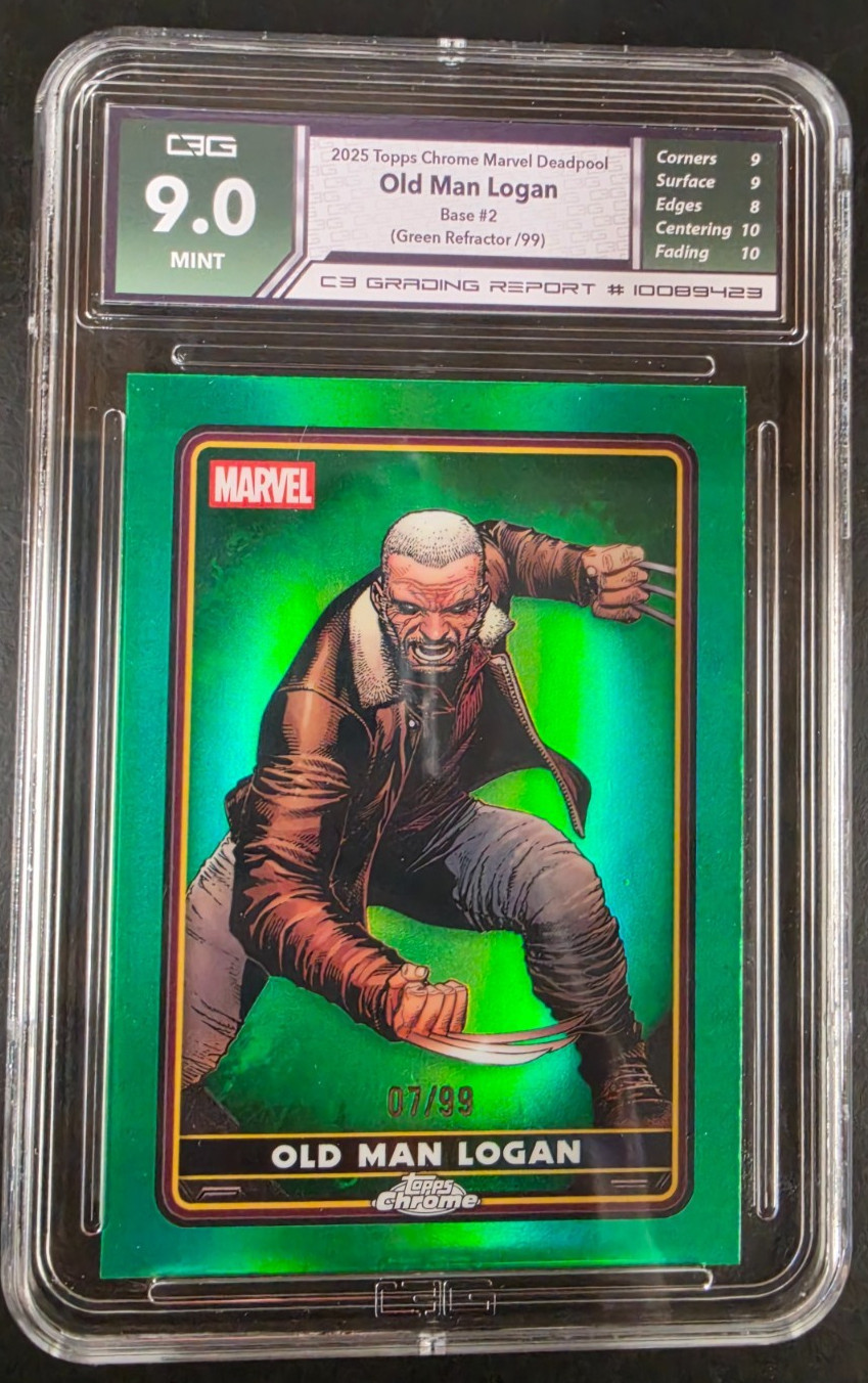2025 Topps Chrome Deadpool Old Man Logan Green Refractor /99 C3 9 Mint