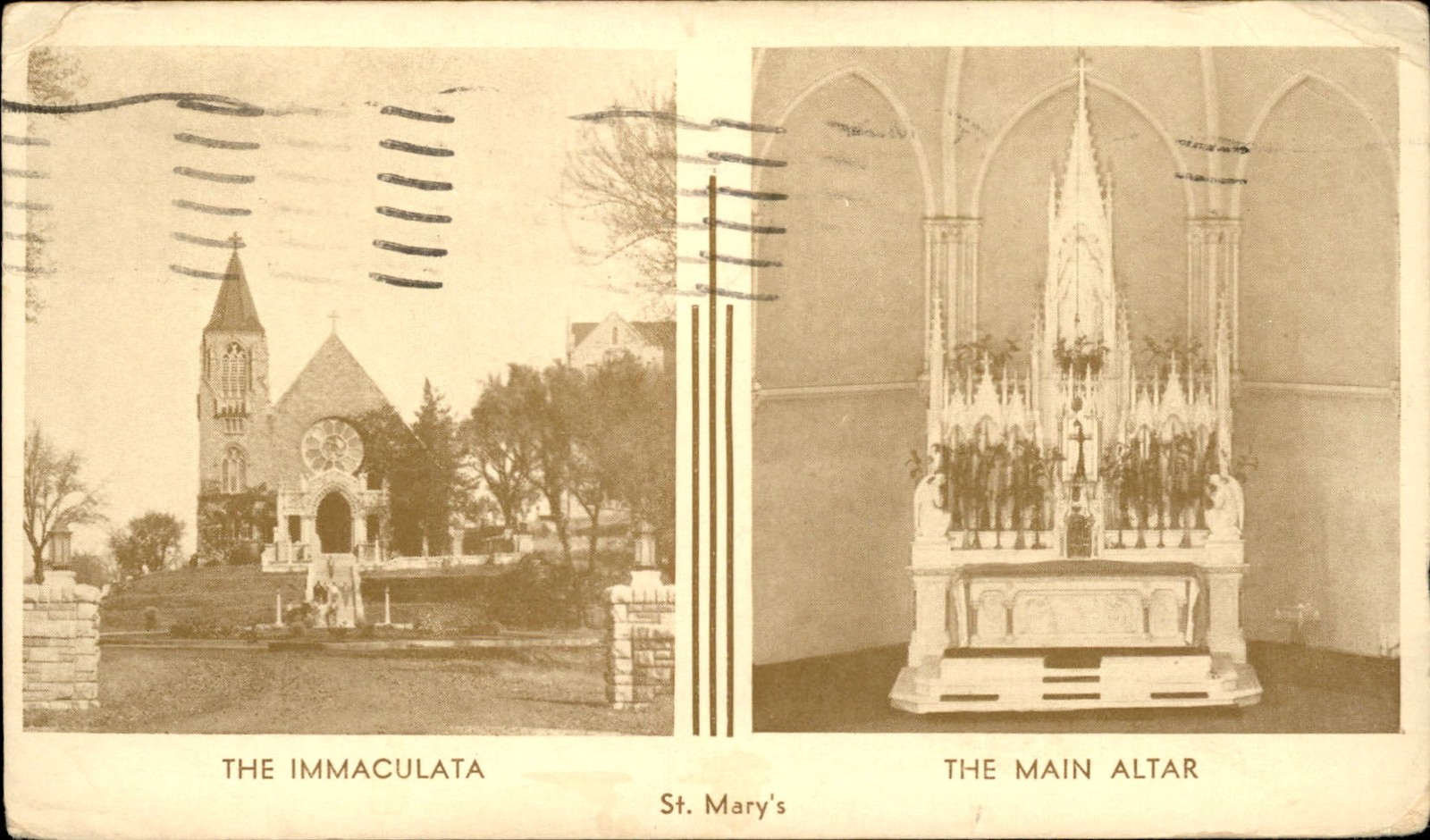 MO St. Mary's Church Interior c1940s Vintage Postcard