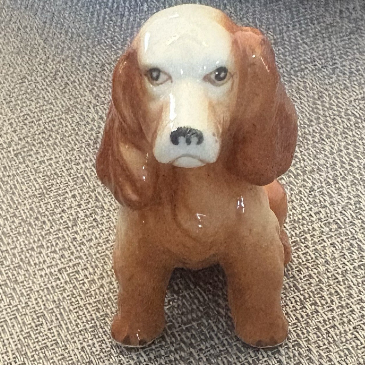 Vintage Cocker Spaniel Dog Figurine Unmarked Bone China Collectible 3.25”h  EUC