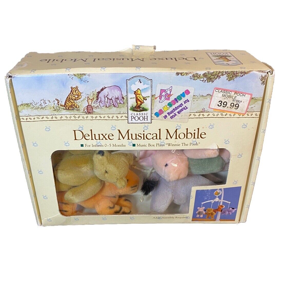 Disney Winnie the Pooh Classic Vintage 1994 Nursery Deluxe Musical Mobile Works