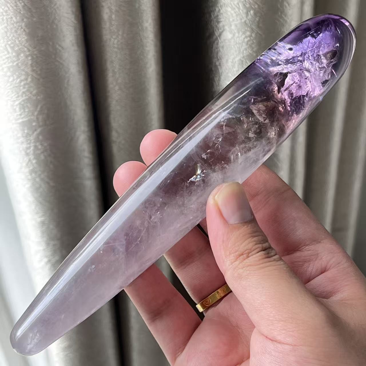 17cm Natural Rainbow Amethyst Massage Wand Super 7 Crystal Healing Stick Reiki