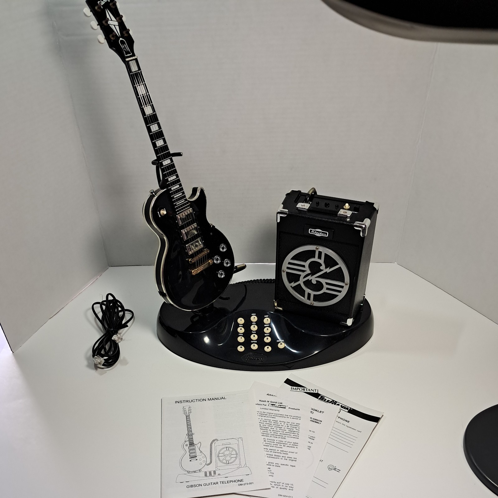 Telemania Black Gibson Les Paul Collectible Guitar & Amp Telephone Untested