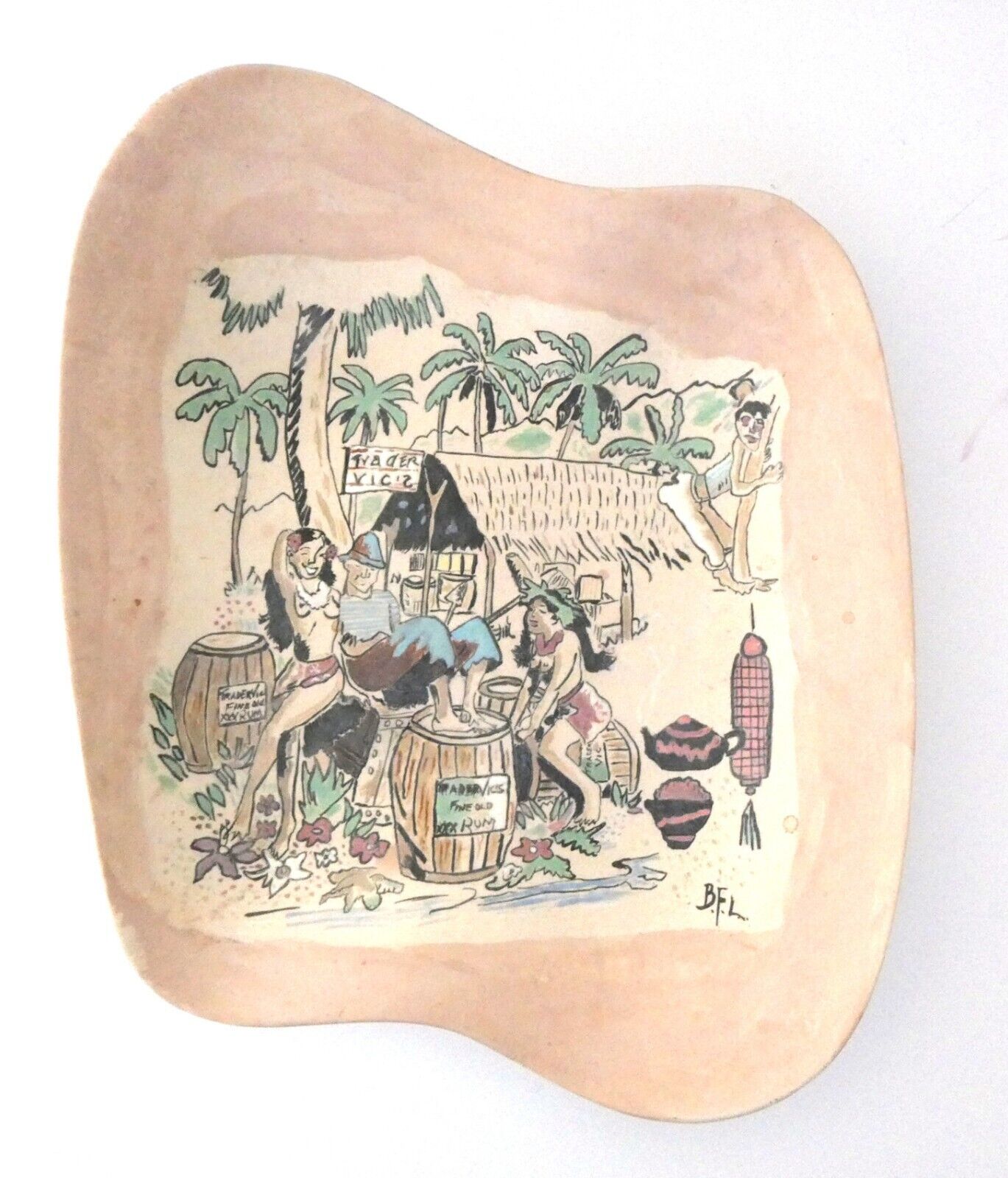 Vintage Trader Vic's Ceramic Hors D'oeuvres Tray Tiki Bar Decor