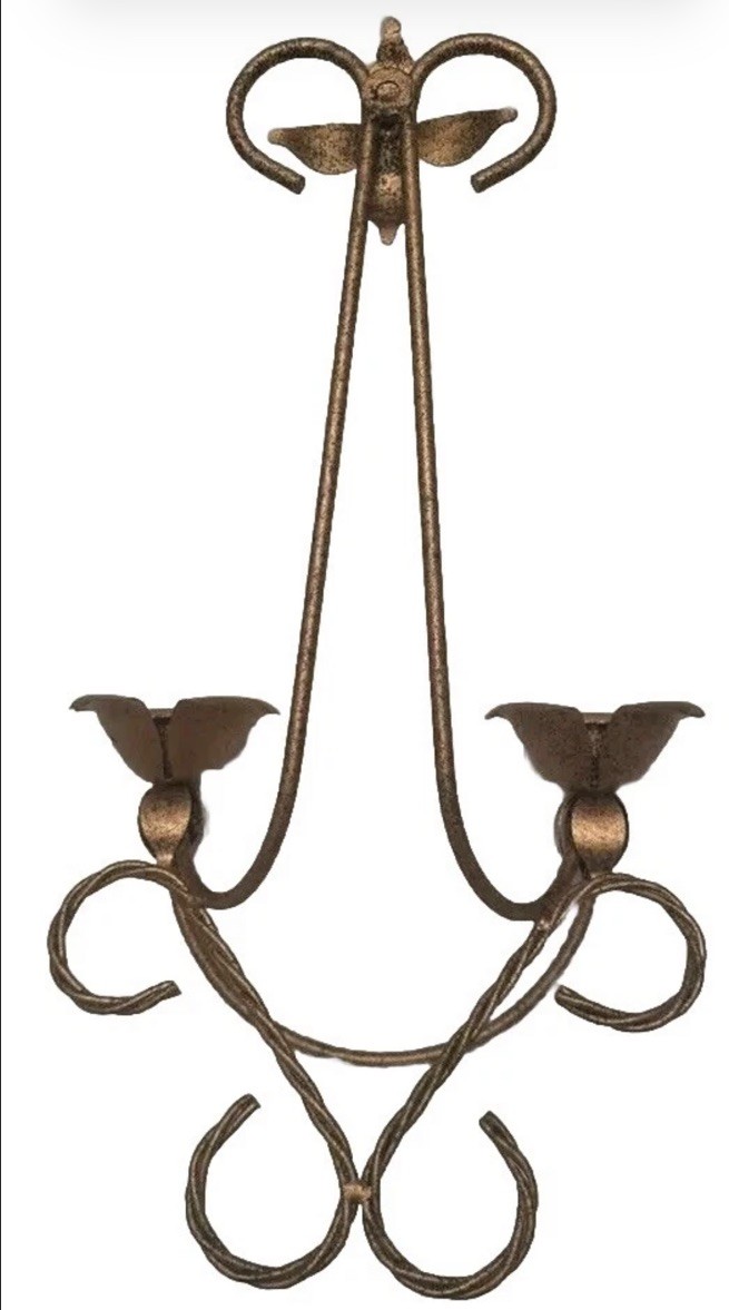 Nice MCM VTG Wall Sconces Candle Holders 2 Arm Flower Design Metal