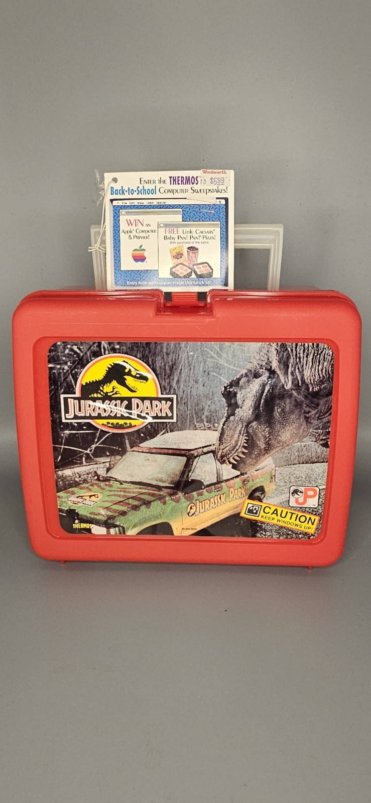 Vintage 1992 Jurassic Park Lunch Box Recalled Thermos Tags Inserts Woolworths