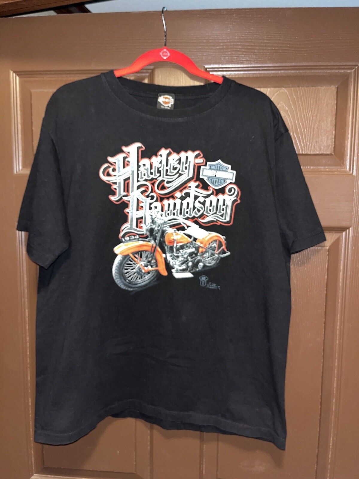 VTG 3D EMBLEM 1987 Harley Davidson Black T-Shirt Large Front & Back Print EUC