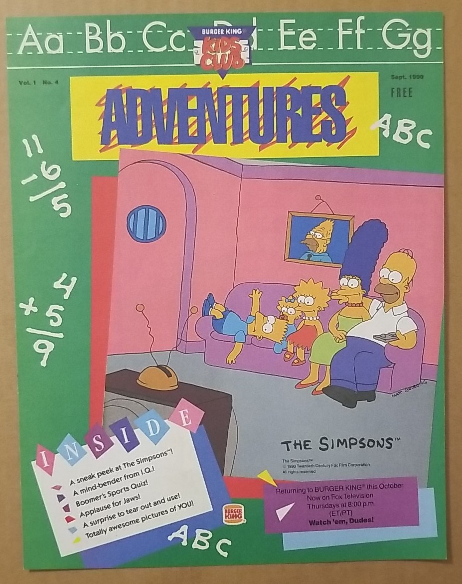 1990 Burger King Kids Club Adventures Volume 1 No. 4 Sept. 1990 Mint Condition 