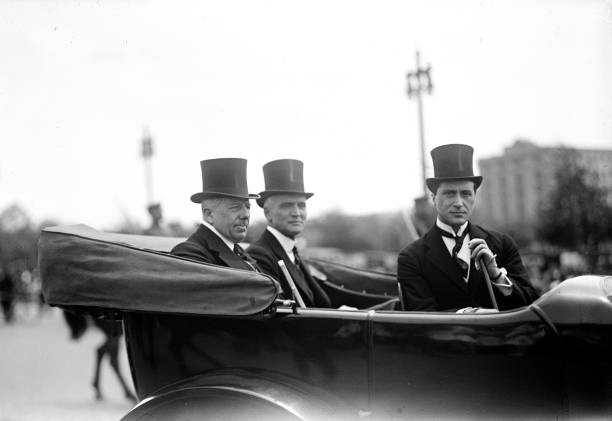 Secretary of State Robert Lansing left in automobile ca 1916-1918 Old Photo