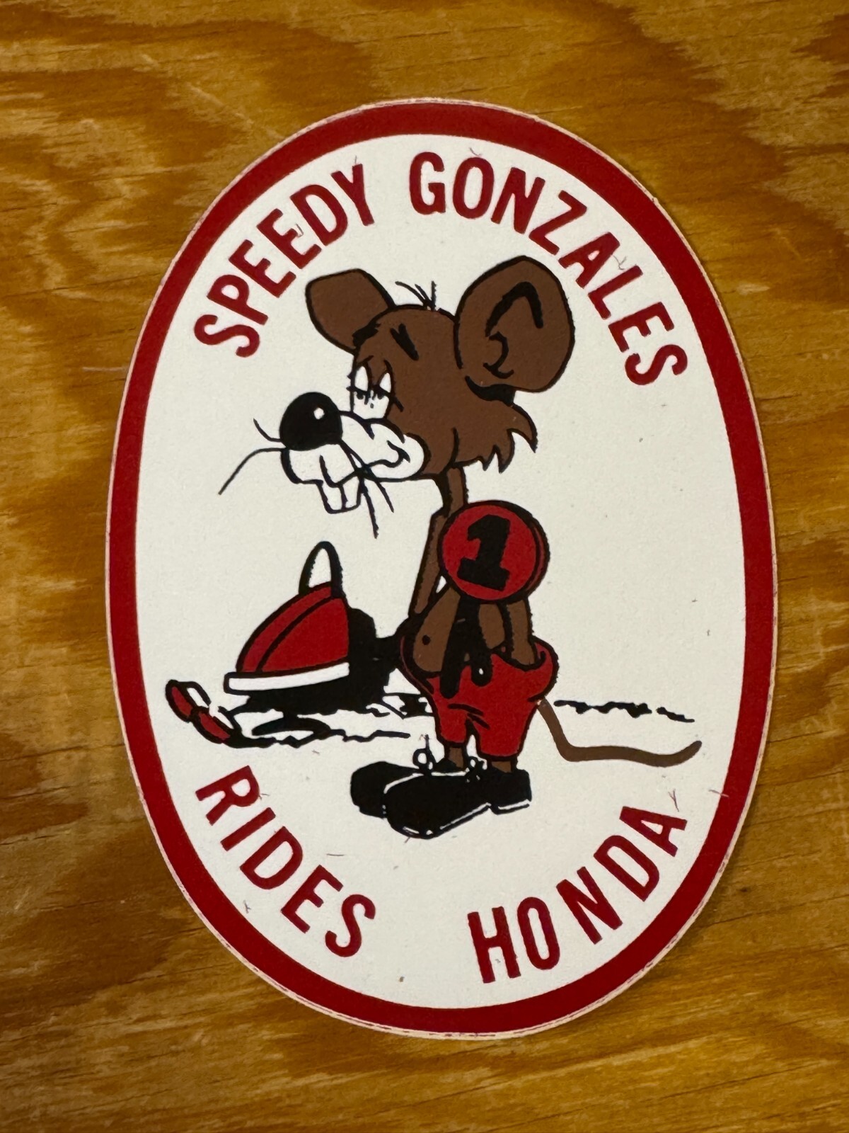 Vintage Speedy Gonzales Rides Honda Decal / Sticker NOS Snowmobile 1970s