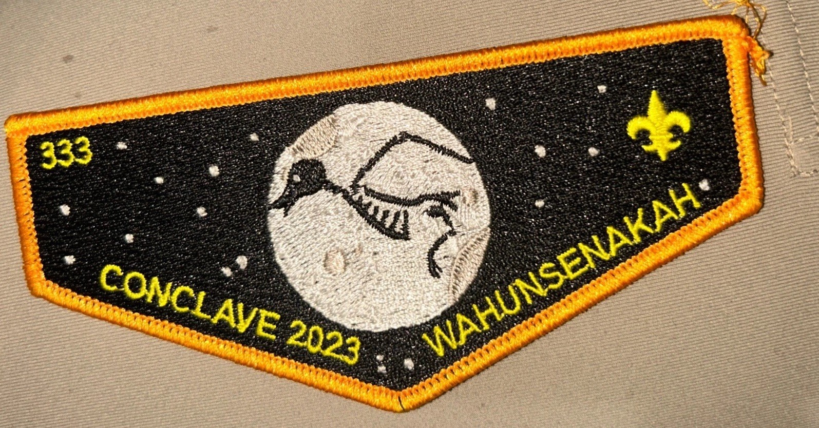 MINT OA Flap Lodge 333 Wahunsenakah 2023 Conclave Gold Border