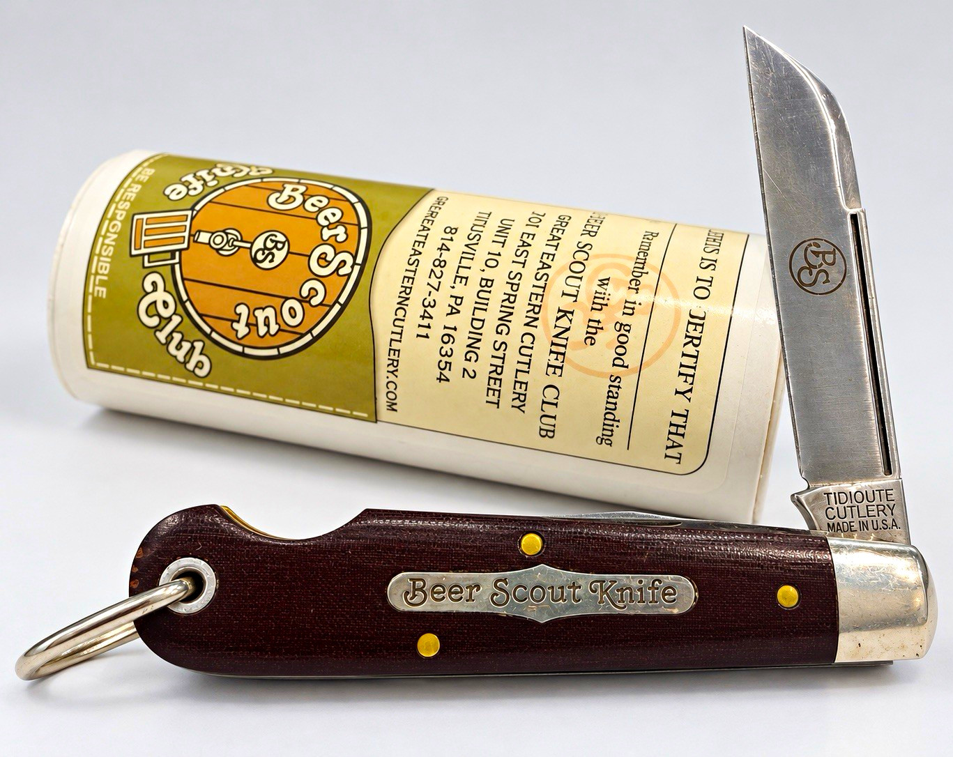 Great Eastern Cutlery (GEC) #15 Beer Scout Knife — 2015 Maroon Linen Micarta