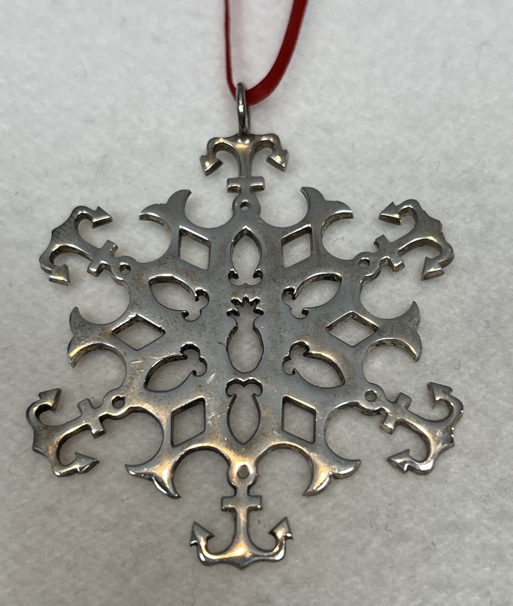 JH Breakell 925 Silver 2003 Rhode Island Snowflake Ornament Anchors Christmas