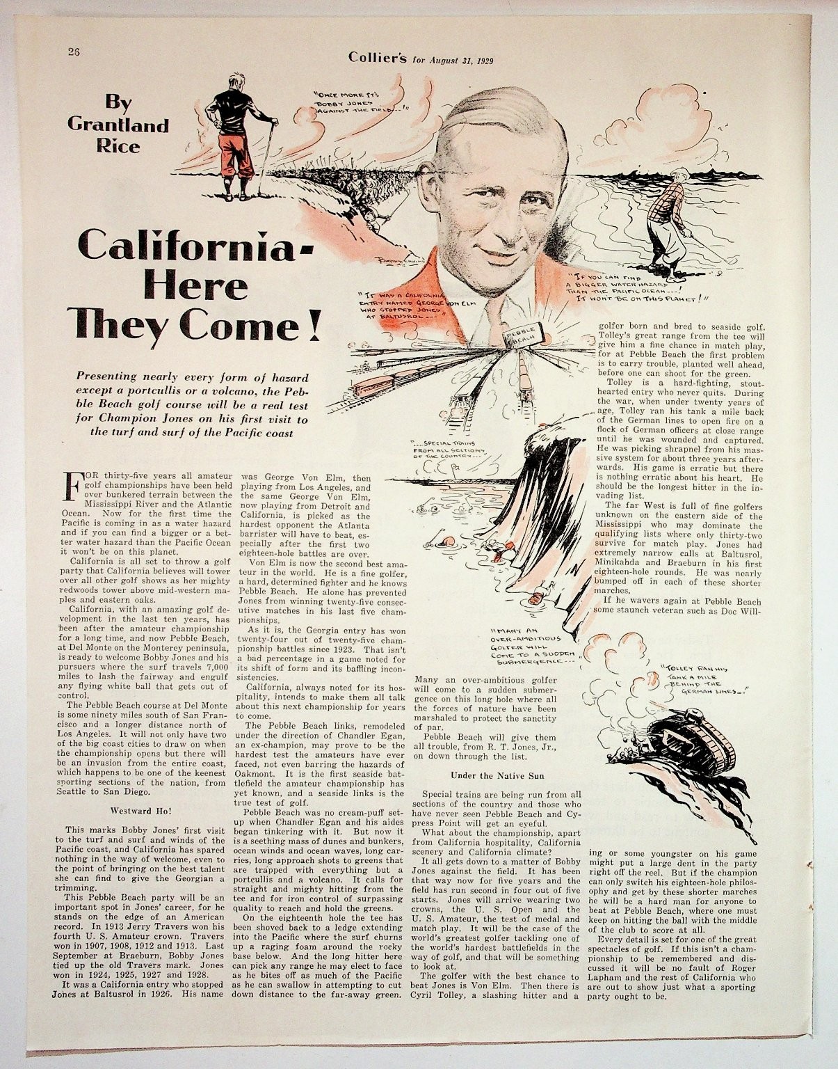 Collier's 1929 Original Print Article California-Here They Come 10x13